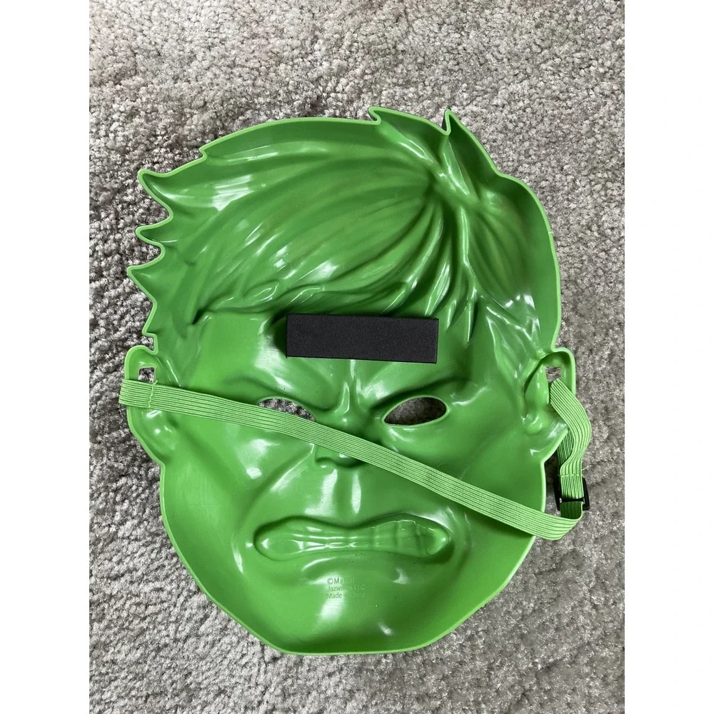 Marvel Hulk Costume Mask Kids One Size Green Plastic Adjustable Strap Jazwares